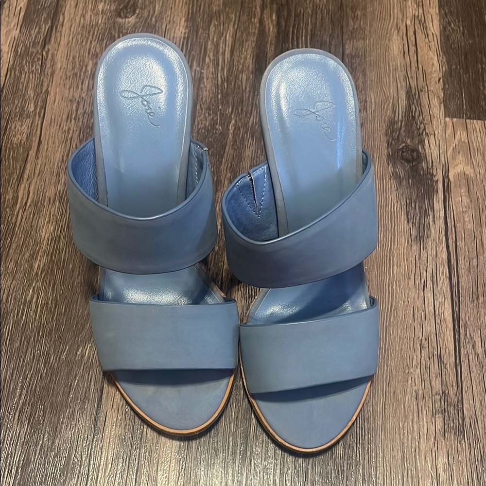 Joie Blue Leather Heels with Double Straps